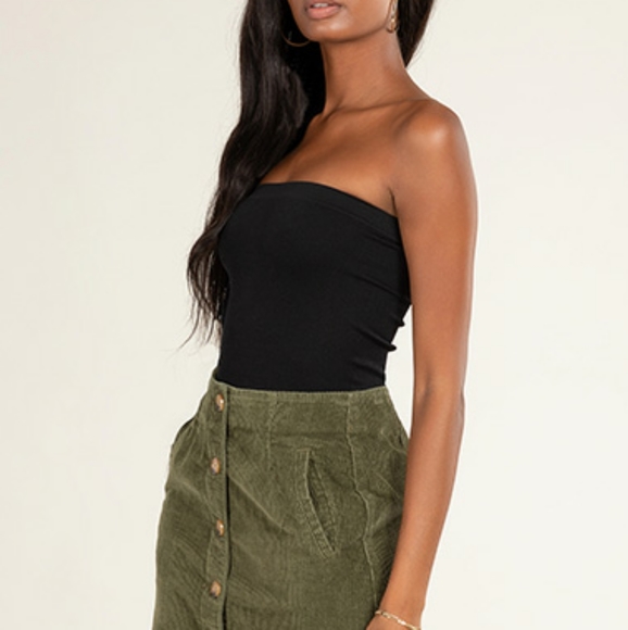 Sky and Sparrow Dresses & Skirts - Corduroy Green Button Down Skirt